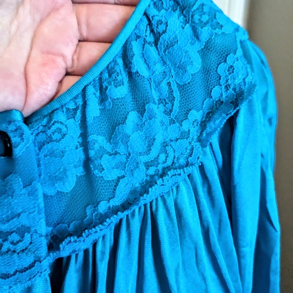 🌟Last Chance😁Vintage Teal Long Nightgown - Picture 9 of 11